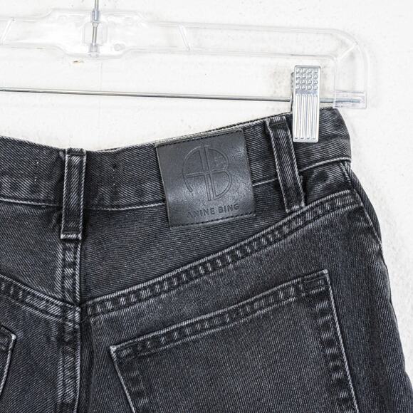 Anine Bing Bonnie Raw Hem Cutoff Denim Shorts washed black sz 25 - Picture 9 of 10